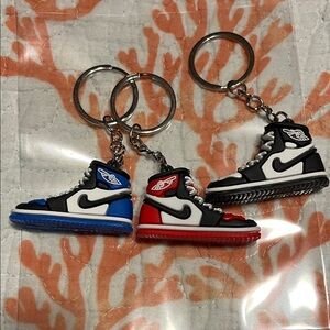 Kids Sneaker Keychain Set - Black, Blue, Red